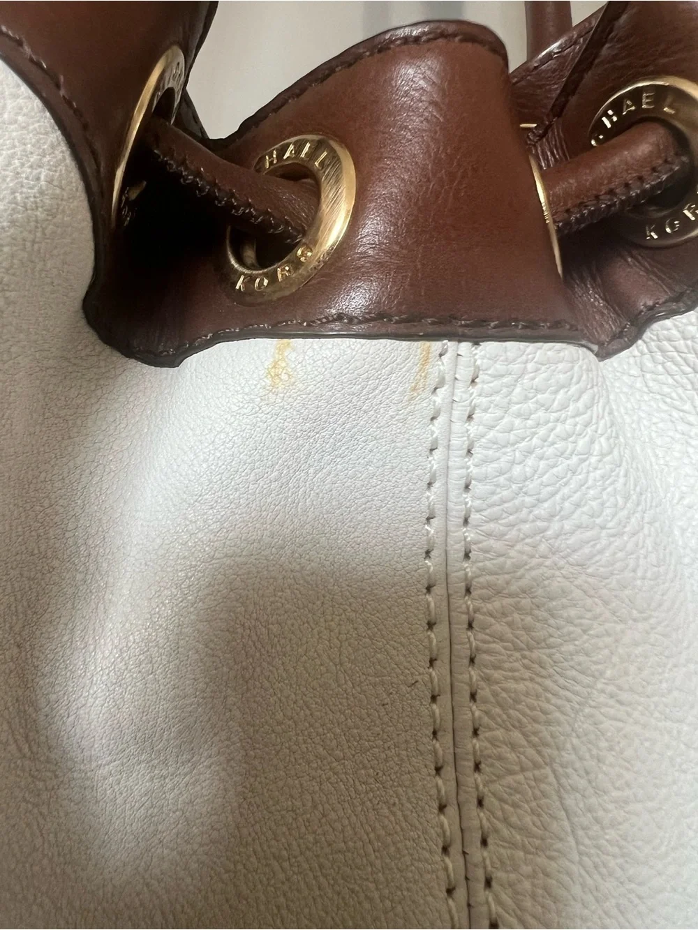 *PROJECT BAG** MICHAEL Michael Kors White and Brown Leather Shoulder Tote.